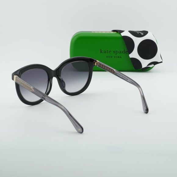 Kate Spade LILLIAN/G/S 0807 9O Sunglasses Black Round Frame, Grey Lenses